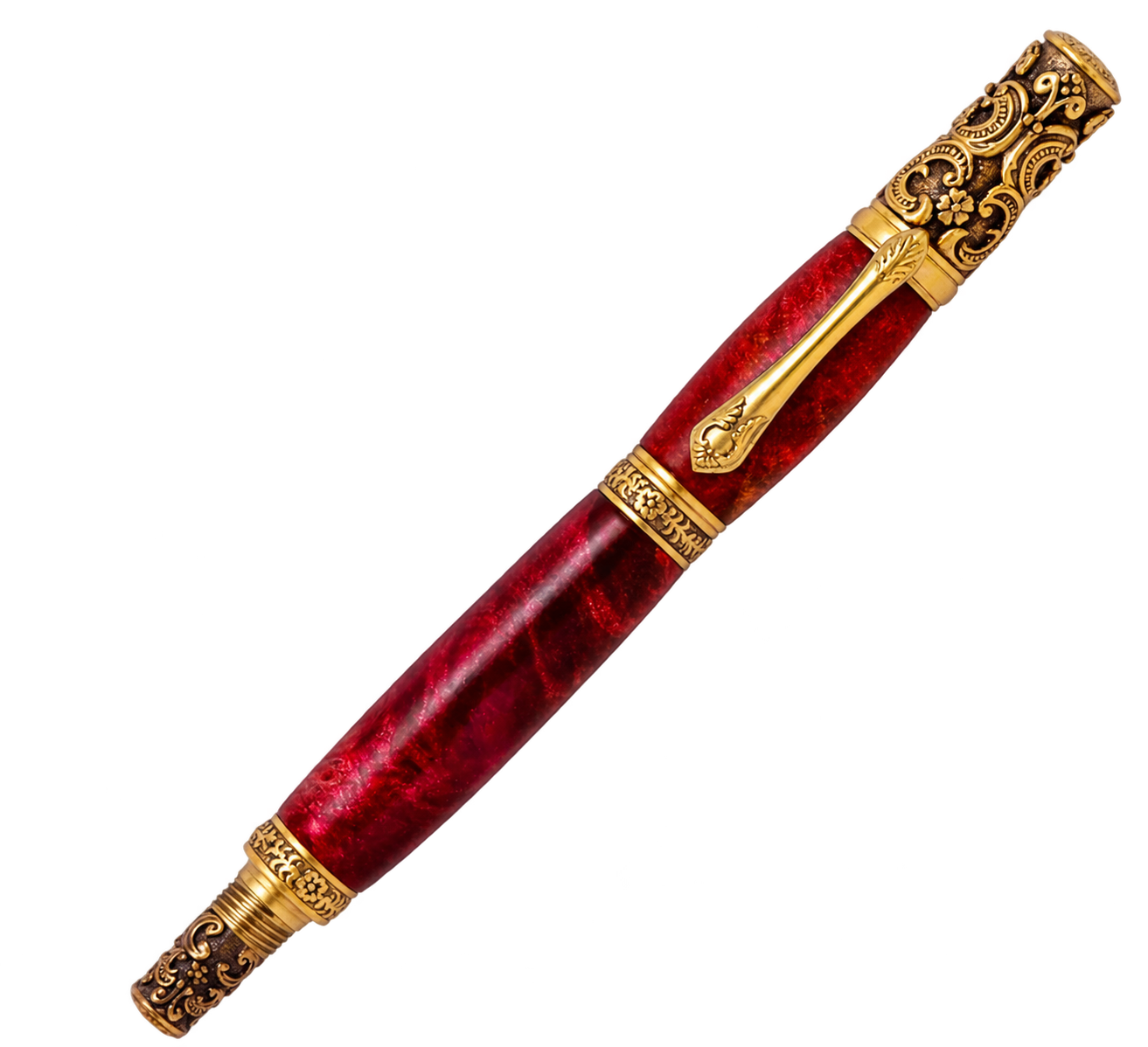 Burgundy and antique gold fountain pen