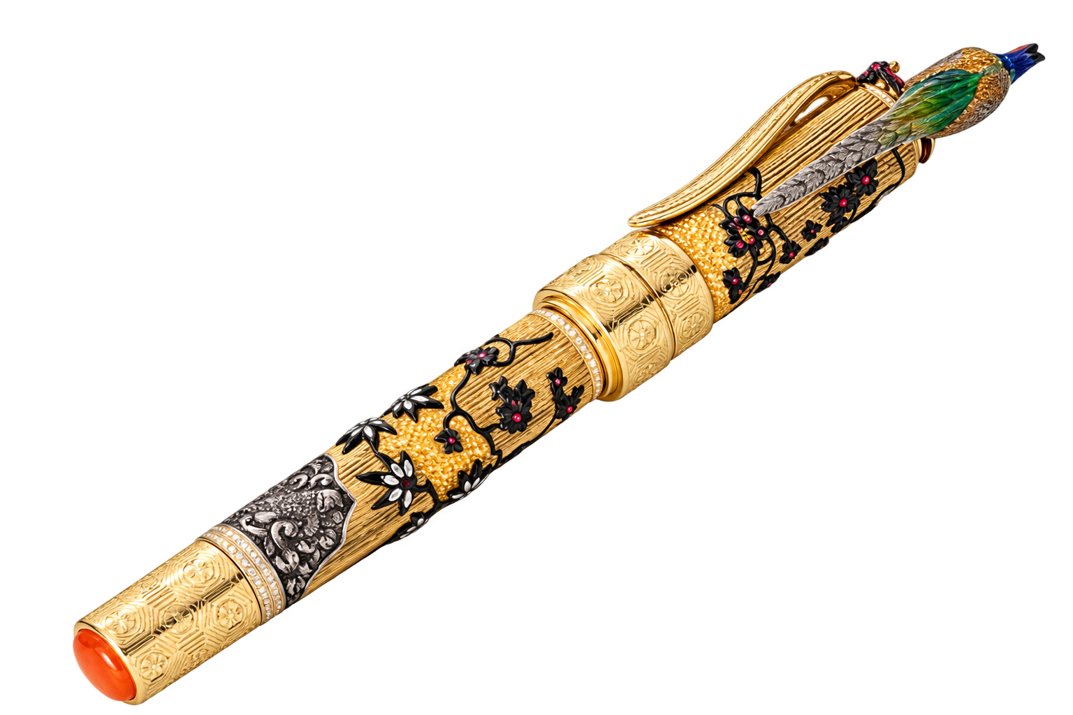 Ornate gold hummingbird pen