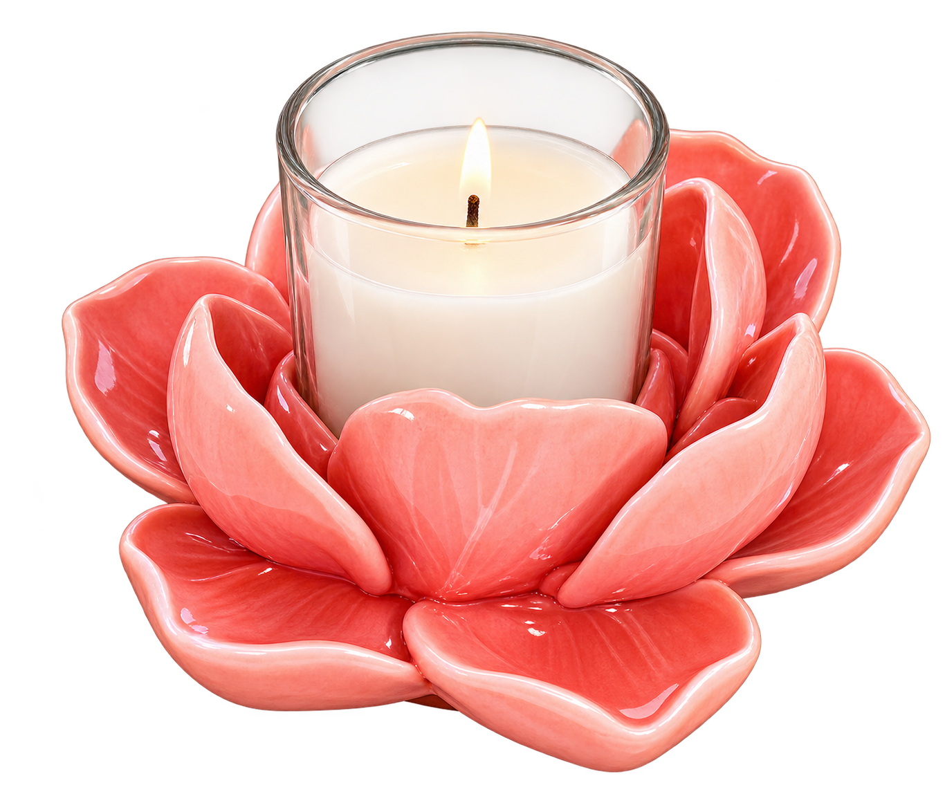 Coral pink flower candle
